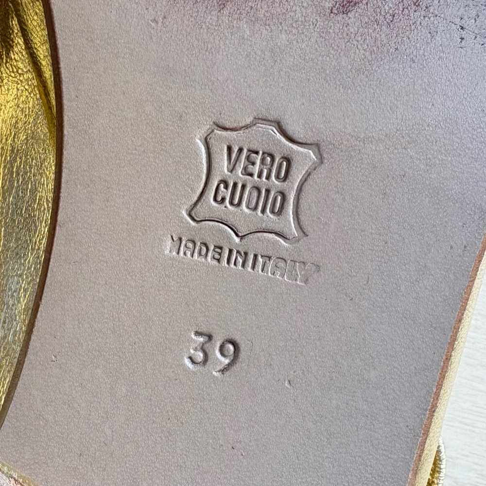 Sonia Rykiel Paris Open Toe Sandal Flats In Gold Sz 39 EU/ 8.5 US - Picture 5 of 13